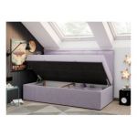 Łóżko młodzieżowe BANCO 90x200 - H3 - fioletowy, welwet - topper T25