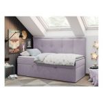 Łóżko młodzieżowe BANCO 90x200 - H3 - fioletowy, welwet - topper T25