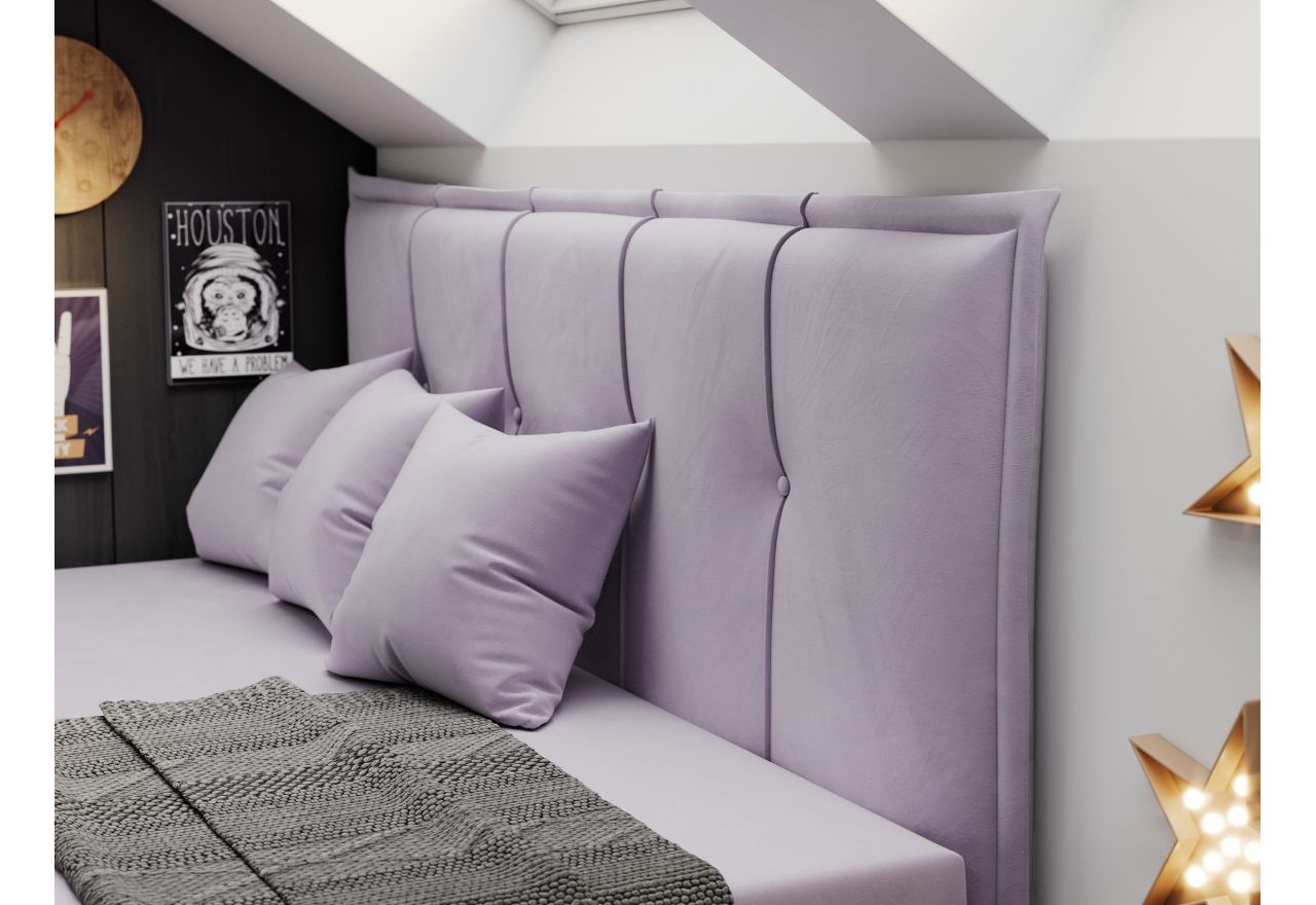 Łóżko młodzieżowe BANCO 90x200 - H3 - fioletowy, welwet - topper T25