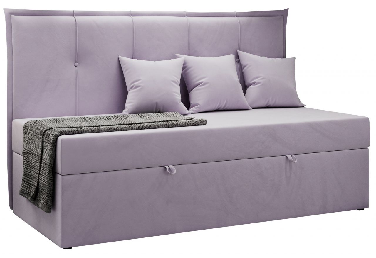 Łóżko młodzieżowe BANCO 90x200 - H3 - fioletowy, welwet - topper T25