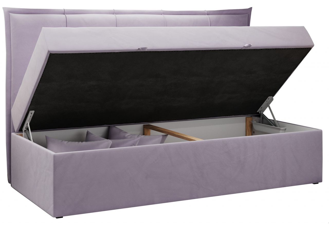 Łóżko młodzieżowe BANCO 90x200 - H3 - fioletowy, welwet - topper T25