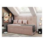 Łóżko młodzieżowe BANCO 90x200 - H3 - różowy, welwet - topper T25