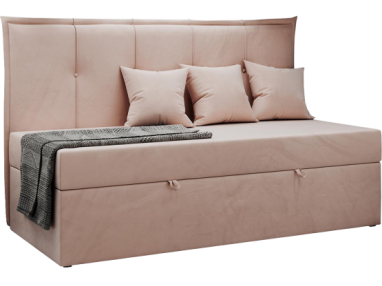 Łóżko młodzieżowe BANCO 90x200 - H3 - różowy, welwet - topper T25