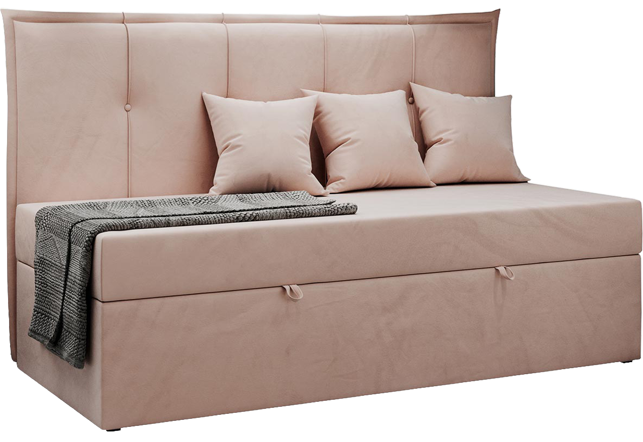 Łóżko młodzieżowe BANCO 90x200 - H3 - różowy, welwet - topper T25