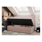 Łóżko młodzieżowe BANCO 90x200 - H3 - różowy, welwet - topper T25