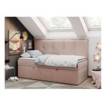 Łóżko młodzieżowe BANCO 90x200 - H3 - różowy, welwet - topper T25