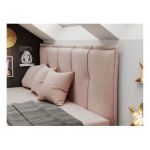 Łóżko młodzieżowe BANCO 90x200 - H3 - różowy, welwet - topper T25