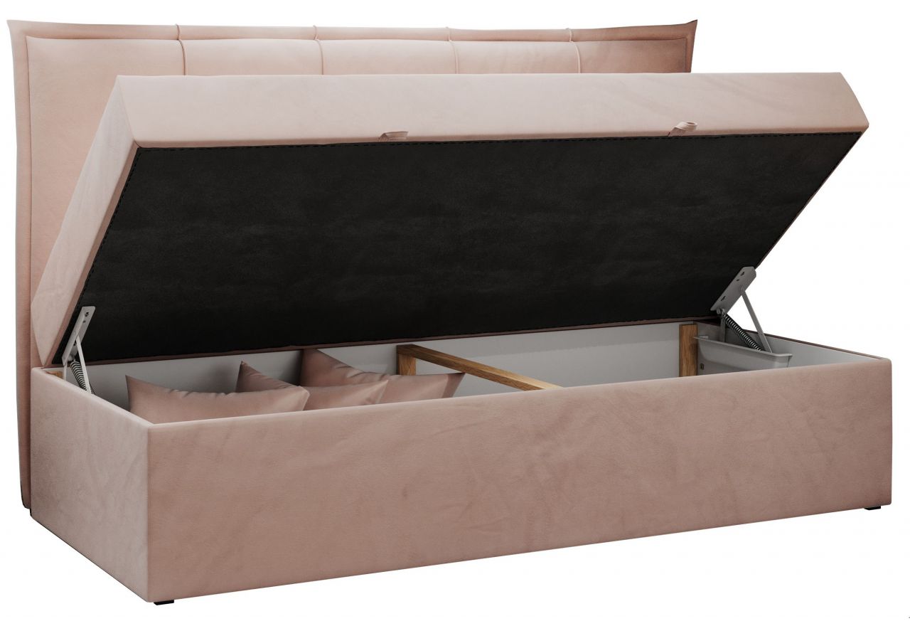 Łóżko młodzieżowe BANCO 90x200 - H3 - różowy, welwet - topper T25