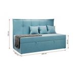 Łóżko młodzieżowe BANCO 90x200 - H3 - niebieski, welwet - topper T25