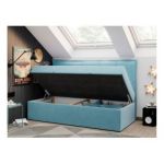 Łóżko młodzieżowe BANCO 90x200 - H3 - niebieski, welwet - topper T25