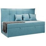 Łóżko młodzieżowe BANCO 90x200 - H3 - niebieski, welwet - topper T25