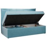 Łóżko młodzieżowe BANCO 90x200 - H3 - niebieski, welwet - topper T25