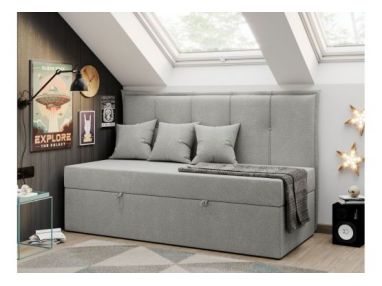 Łóżko młodzieżowe BANCO 90x200 - H3 - jasnoszary, struktura - topper T25