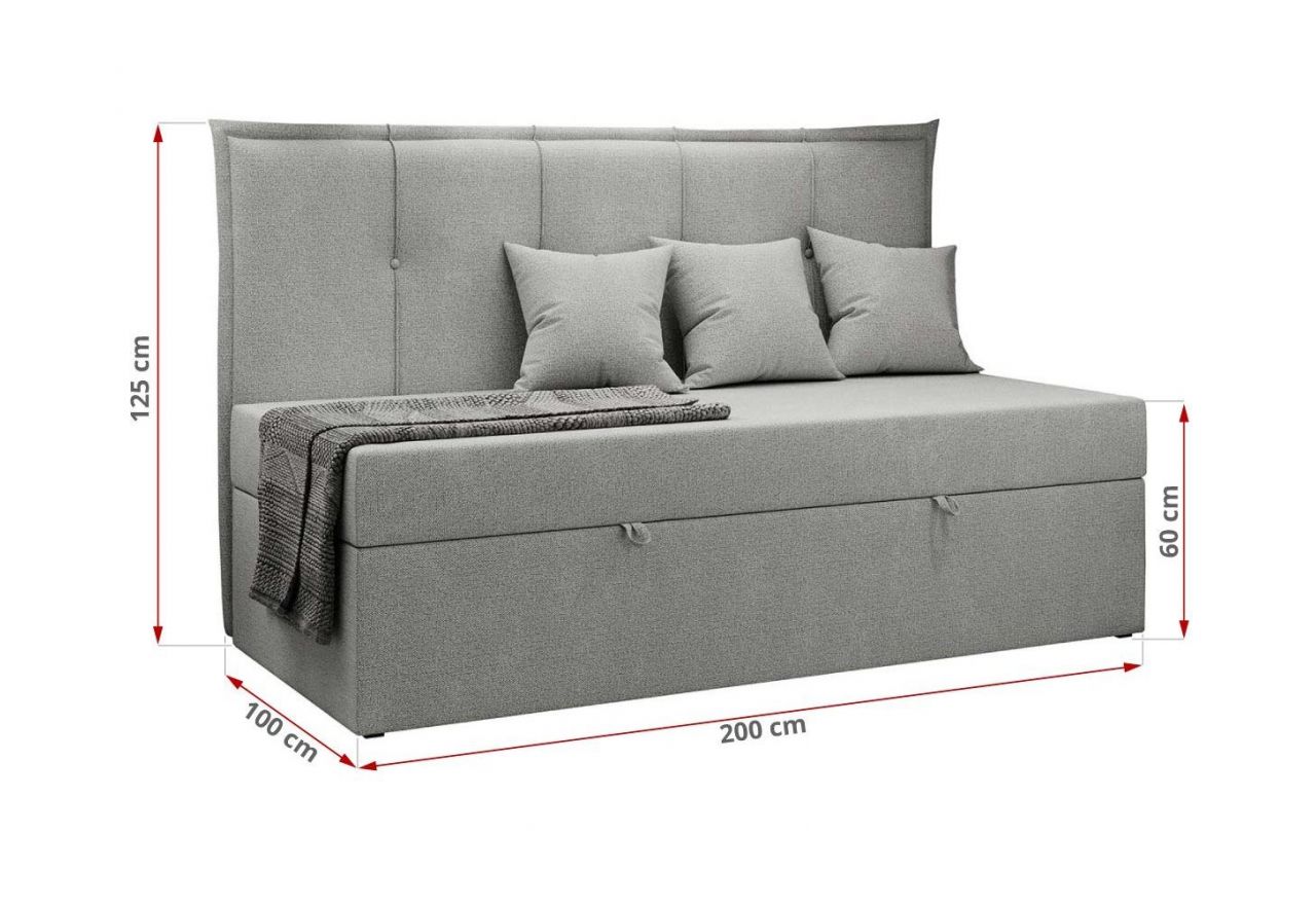 Łóżko młodzieżowe BANCO 90x200 - H3 - jasnoszary, struktura - topper T25