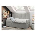 Łóżko młodzieżowe BANCO 90x200 - H3 - jasnoszary, struktura - topper T25