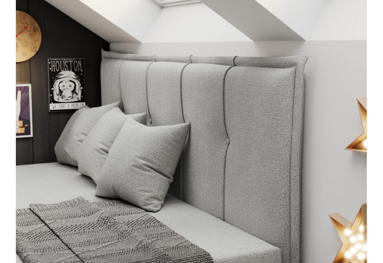 Łóżko młodzieżowe BANCO 90x200 - H3 - jasnoszary, struktura - topper T25