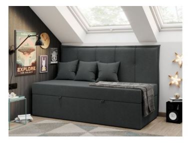 Łóżko młodzieżowe BANCO 90x200 - H3 - ciemnoszary, struktura - topper T25