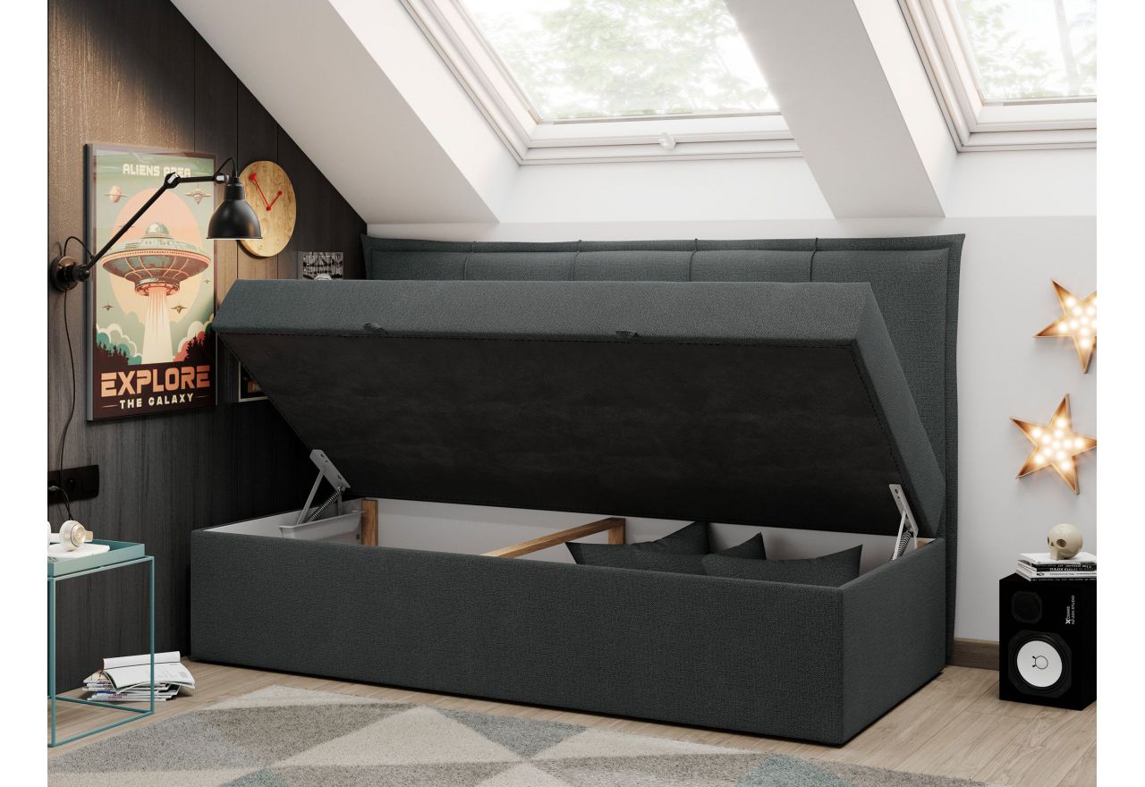 Łóżko młodzieżowe BANCO 90x200 - H3 - ciemnoszary, struktura - topper T25