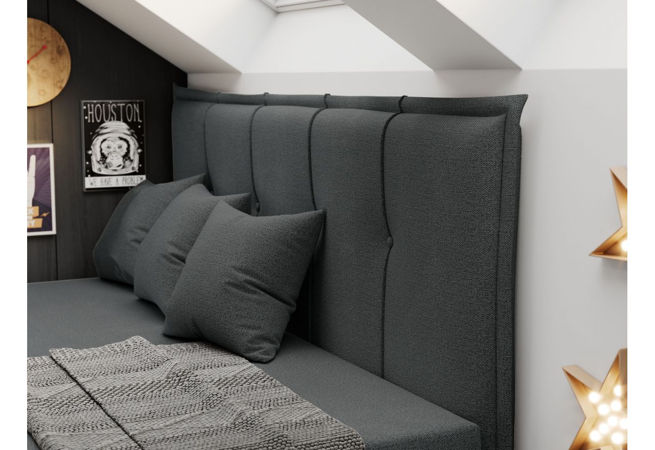 Łóżko młodzieżowe BANCO 90x200 - H3 - ciemnoszary, struktura - topper T25