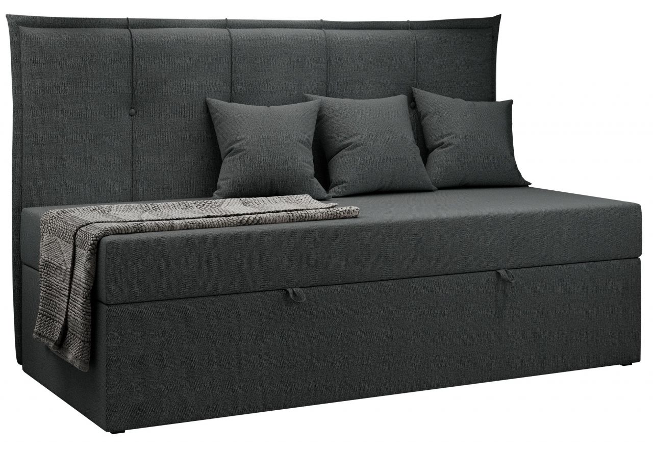 Łóżko młodzieżowe BANCO 90x200 - H3 - ciemnoszary, struktura - topper T25