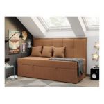 Łóżko młodzieżowe BANCO 90x200 - H3 - pomarańczowy, struktura - topper T25