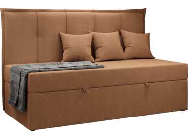 Łóżko młodzieżowe BANCO 90x200 - H3 - pomarańczowy, struktura - topper T25