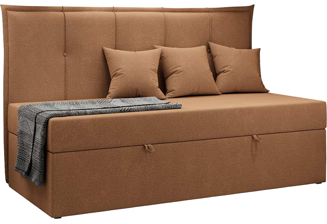 Łóżko młodzieżowe BANCO 90x200 - H3 - pomarańczowy, struktura - topper T25