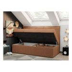 Łóżko młodzieżowe BANCO 90x200 - H3 - pomarańczowy, struktura - topper T25