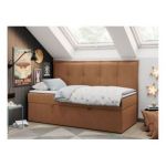 Łóżko młodzieżowe BANCO 90x200 - H3 - pomarańczowy, struktura - topper T25