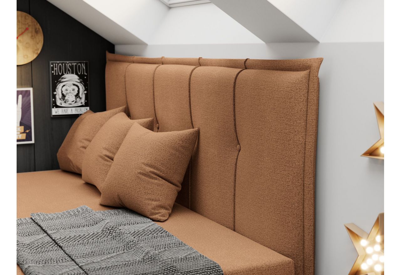 Łóżko młodzieżowe BANCO 90x200 - H3 - pomarańczowy, struktura - topper T25