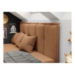 Łóżko młodzieżowe BANCO 90x200 - H3 - pomarańczowy, struktura - topper T25