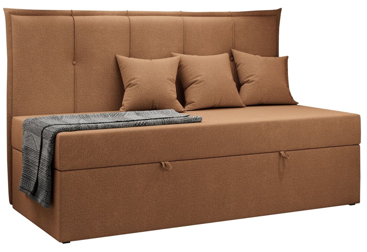 Łóżko młodzieżowe BANCO 90x200 - H3 - pomarańczowy, struktura - topper T25