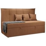 Łóżko młodzieżowe BANCO 90x200 - H3 - pomarańczowy, struktura - topper T25