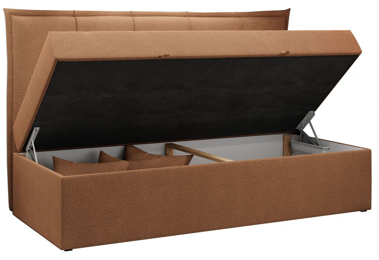 Łóżko młodzieżowe BANCO 90x200 - H3 - pomarańczowy, struktura - topper T25