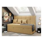 Łóżko młodzieżowe BANCO 90x200 - H3 - żółty, struktura - topper T25