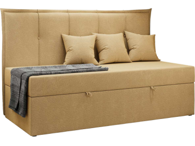 Łóżko młodzieżowe BANCO 90x200 - H3 - żółty, struktura - topper T25