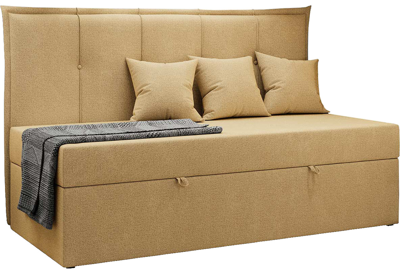 Łóżko młodzieżowe BANCO 90x200 - H3 - żółty, struktura - topper T25