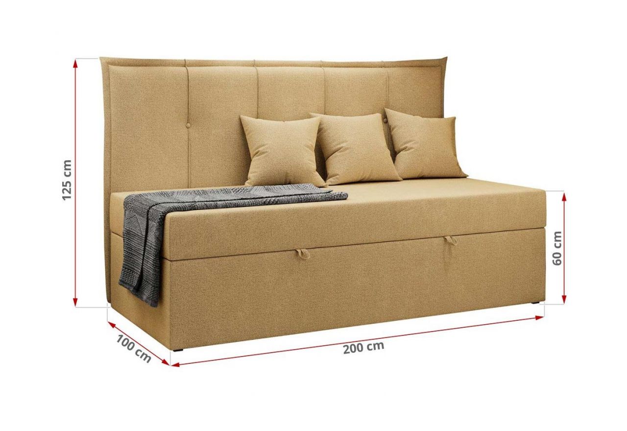 Łóżko młodzieżowe BANCO 90x200 - H3 - żółty, struktura - topper T25