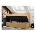 Łóżko młodzieżowe BANCO 90x200 - H3 - żółty, struktura - topper T25