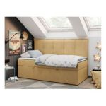 Łóżko młodzieżowe BANCO 90x200 - H3 - żółty, struktura - topper T25