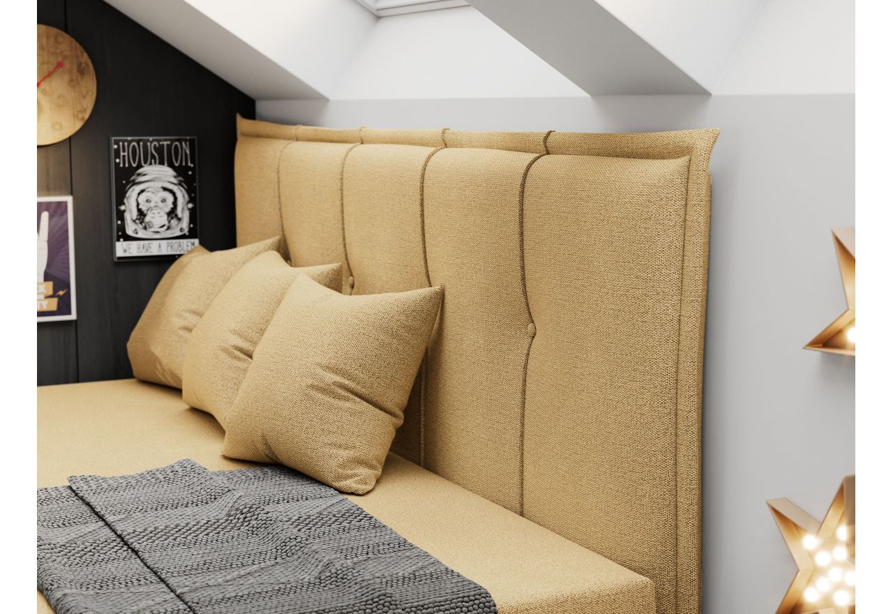 Łóżko młodzieżowe BANCO 90x200 - H3 - żółty, struktura - topper T25