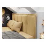 Łóżko młodzieżowe BANCO 90x200 - H3 - żółty, struktura - topper T25