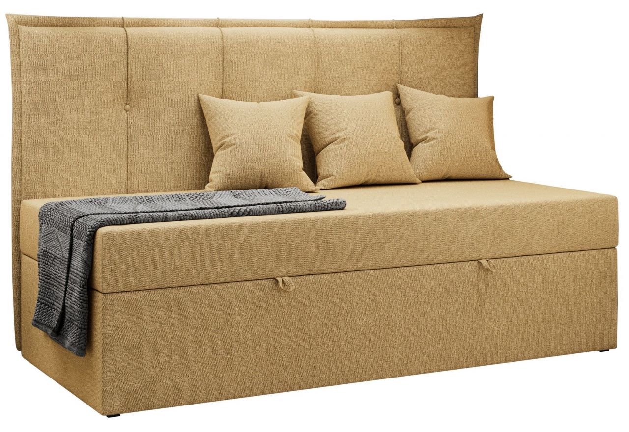 Łóżko młodzieżowe BANCO 90x200 - H3 - żółty, struktura - topper T25