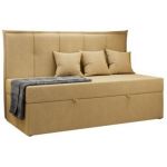 Łóżko młodzieżowe BANCO 90x200 - H3 - żółty, struktura - topper T25