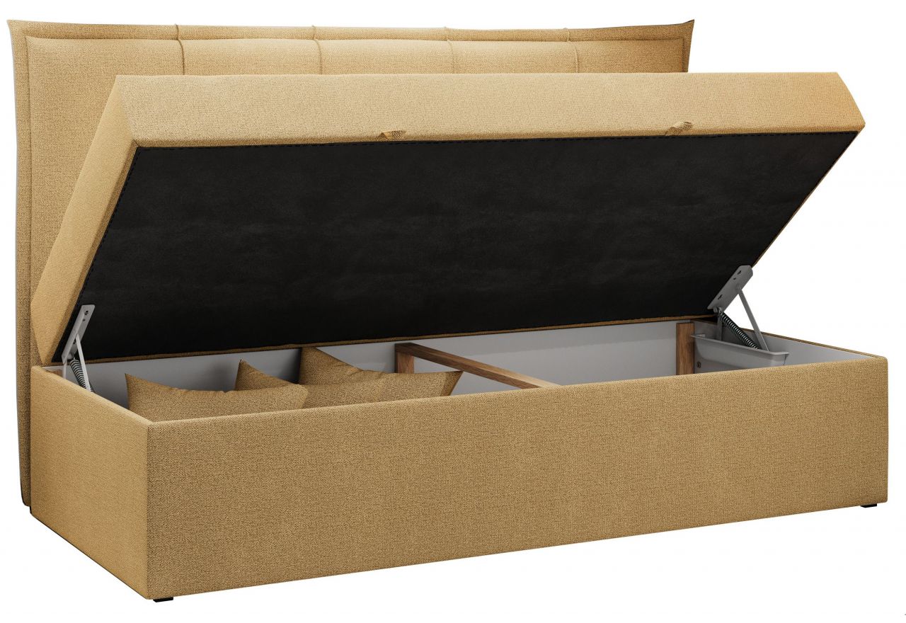 Łóżko młodzieżowe BANCO 90x200 - H3 - żółty, struktura - topper T25