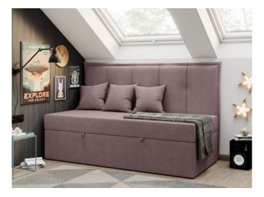 Łóżko młodzieżowe BANCO 90x200 - H3 - różowy, struktura - topper T25