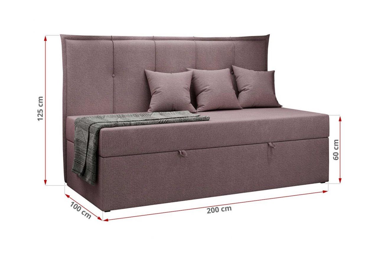 Łóżko młodzieżowe BANCO 90x200 - H3 - różowy, struktura - topper T25