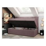 Łóżko młodzieżowe BANCO 90x200 - H3 - różowy, struktura - topper T25