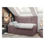 Łóżko młodzieżowe BANCO 90x200 - H3 - różowy, struktura - topper T25