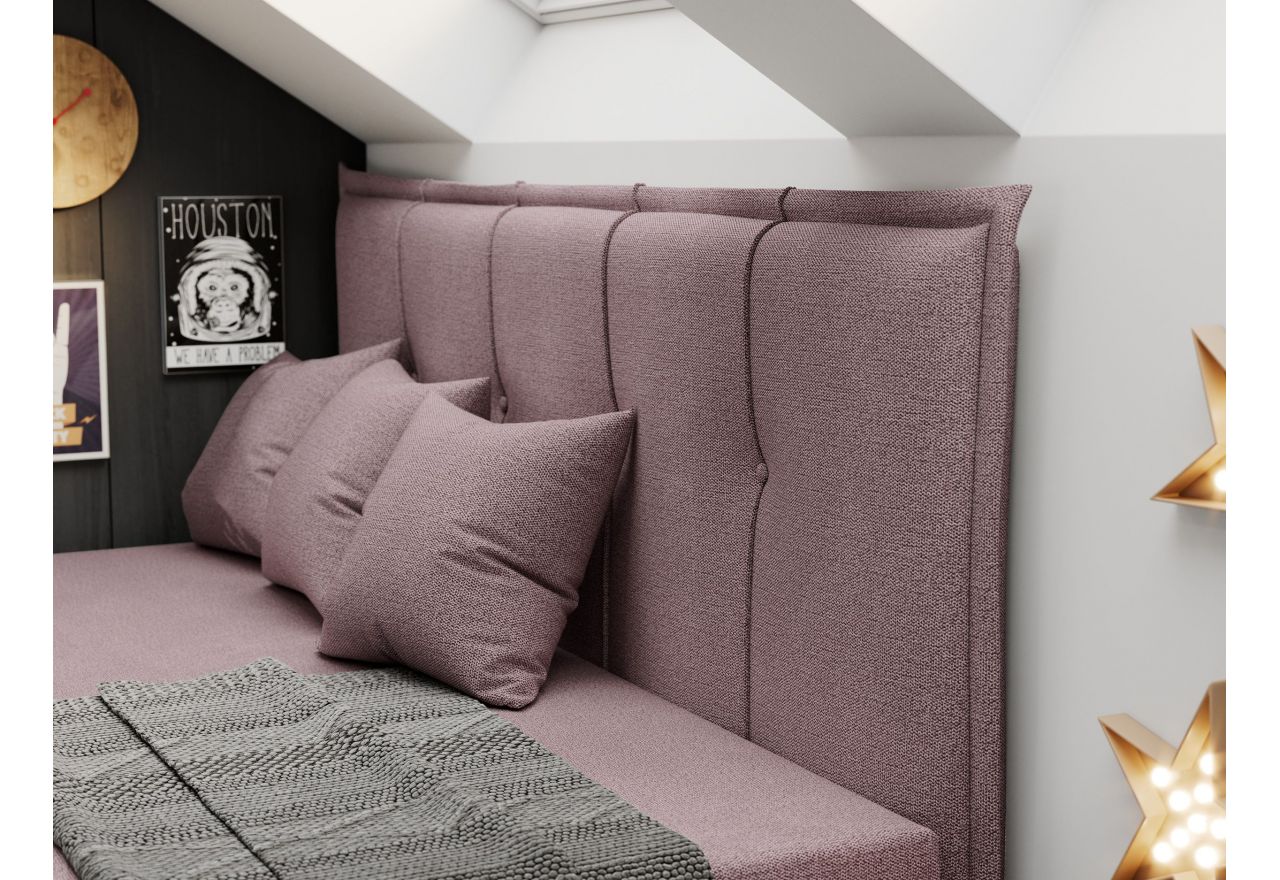 Łóżko młodzieżowe BANCO 90x200 - H3 - różowy, struktura - topper T25